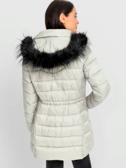 Doudoune imitation fourrure amovible sur capuche amovible