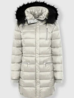 Doudoune imitation fourrure amovible sur capuche amovible