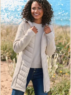 Doudoune manteau matelassé avec tricot polaire doux aux manches
