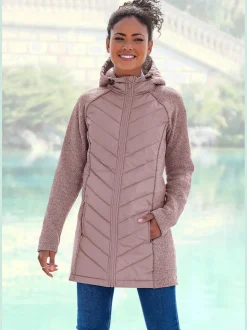 Doudoune manteau matelassé avec tricot polaire doux aux manches