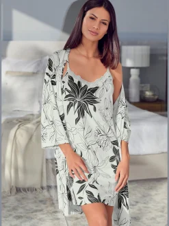 Déshabillé court à motif floral