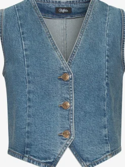 Gilet en jean encolure en v dégagée