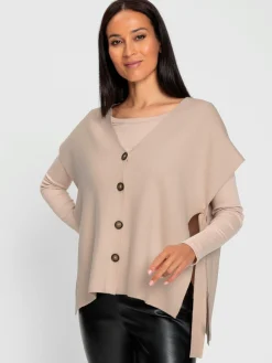 Gilet en tricot fentes latérales originales avec liens à nouer