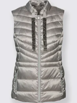 Gilet femme matelassé avec liens larges pailletés