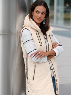 Gilet long capuche amovible