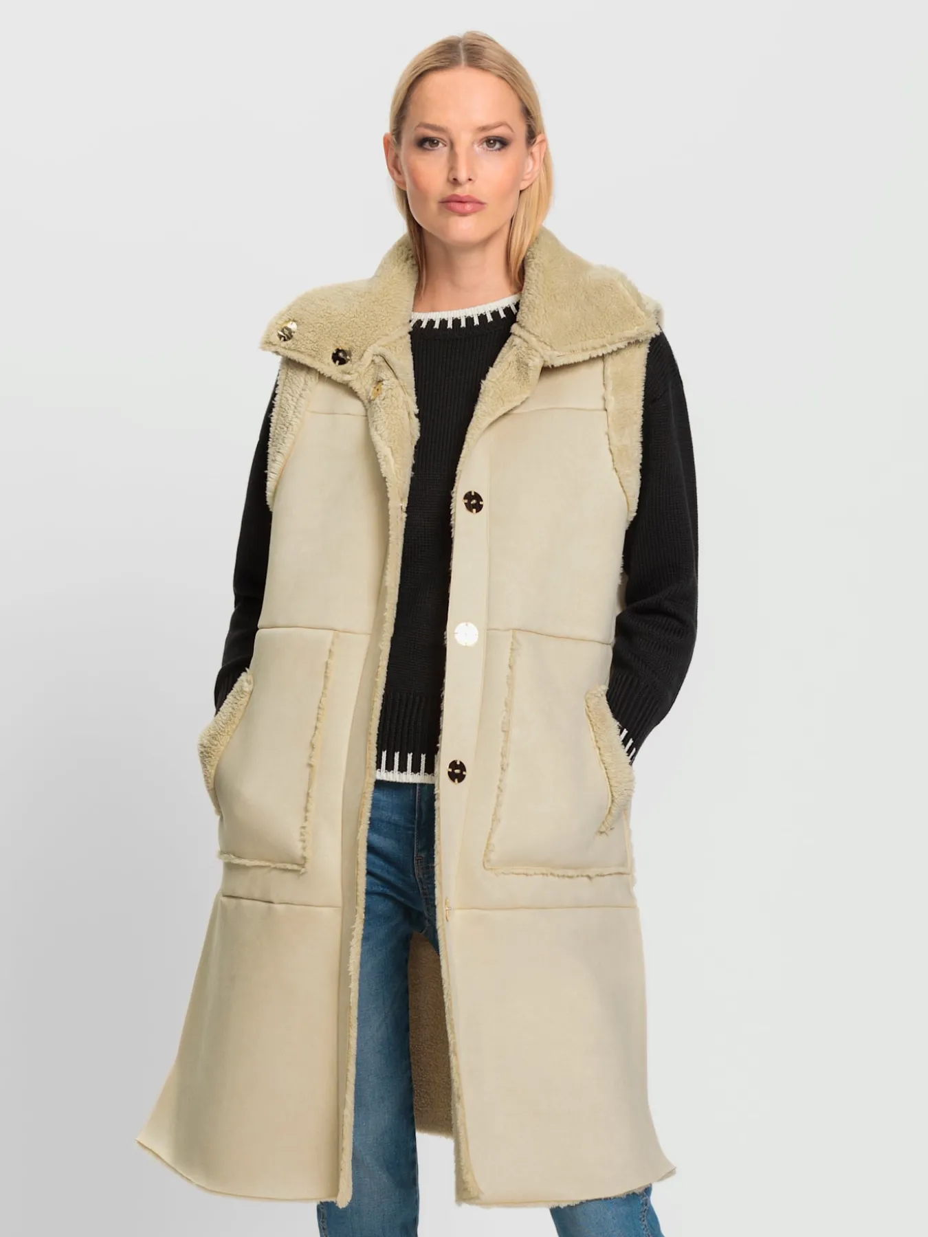 Gilet long modèle réversible
