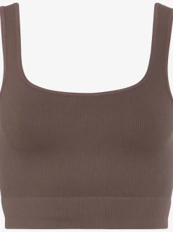 Haut court débardeur court sans coutures avec larges bretelles et encolure ronde