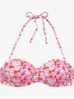 Haut de bikini bandeau à armatures bords ondulés au laser