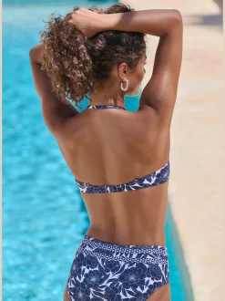 Haut de bikini bandeau à armatures imprimé floral tendance contrasté