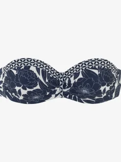 Haut de bikini bandeau à armatures imprimé floral tendance contrasté