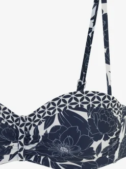 Haut de bikini bandeau à armatures imprimé floral tendance contrasté