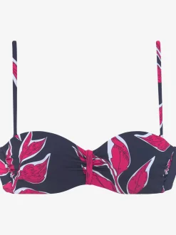 Haut de bikini bandeau à armatures imprimé, effet de couleur différent pour chaque pièce