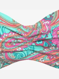 Haut de bikini bandeau à armatures imprimé, effet de couleur différent pour chaque pièce