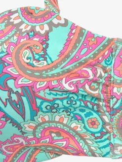 Haut de bikini bandeau à armatures imprimé, effet de couleur différent pour chaque pièce