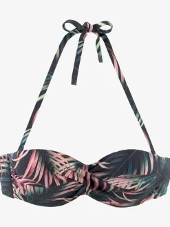 Haut de bikini bandeau à armatures imprimé tropical