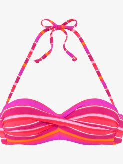 Haut de bikini bandeau à armatures imprimé rayé estival