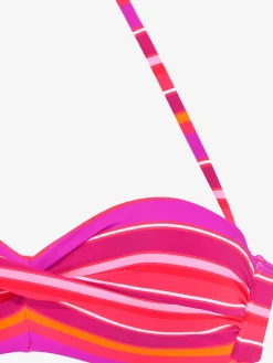 Haut de bikini bandeau à armatures imprimé rayé estival