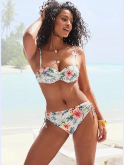 Haut de bikini bandeau à armatures imprimé floral : chaque pièce est unique