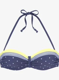 Haut de bikini bandeau à armatures imprimé à pois et rayures
