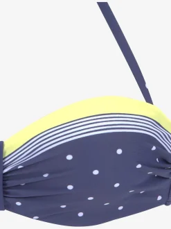 Haut de bikini bandeau à armatures imprimé à pois et rayures