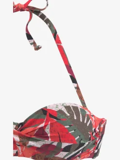 Haut de bikini bandeau à armatures imprimé tropical