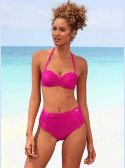 Haut de bikini bandeau à armatures matière structurée aux couleurs tendances