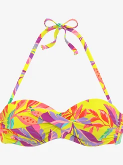 Haut de bikini bandeau à armatures motif floral – chaque pièce est unique