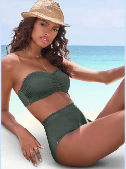 Haut de bikini bandeau à armatures bord découpé au laser tendance