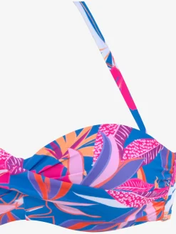 Haut de bikini bandeau à armatures motif floral – chaque pièce est unique