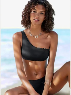 Haut de bikini bustier bords ondulés au laser