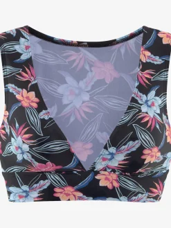 Haut de bikini bustier imprimé, effet de couleur différent pour chaque pièce