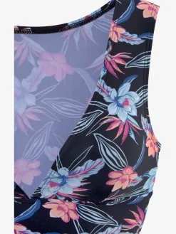 Haut de bikini bustier imprimé, effet de couleur différent pour chaque pièce