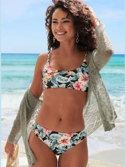 Haut de bikini bustier imprimé floral : chaque pièce est unique
