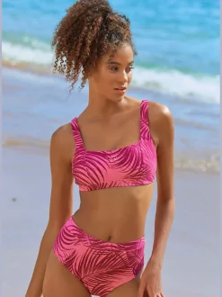 Haut de bikini bustier imprimé palmiers tendance