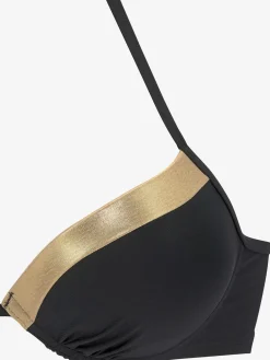 Haut de bikini push-up couleur unie avec empiècements couleur or