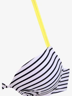 Haut de bikini push-up design rayé avec détails contrastés