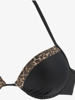 Haut de bikini push-up empiècements léopard tendance