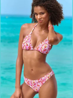 Haut de bikini triangle bords ondulés au laser