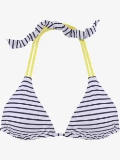 Haut de bikini triangle design rayé avec détails contrastés