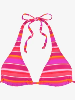 Haut de bikini triangle imprimé rayé estival
