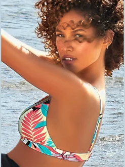 Haut de bikini triangle imprimé tropical