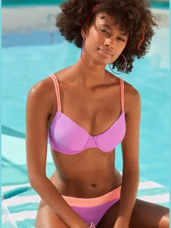 Haut de maillot de bain à armatures design contrasté tendance