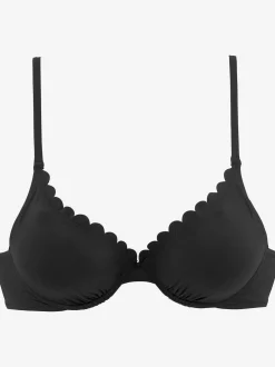 Haut de maillot de bain à armatures bords ondulés au laser