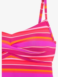 Haut de maillot de bain à armatures imprimé rayé estival