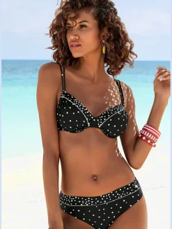 Haut de maillot de bain à armatures design classique et passepoil