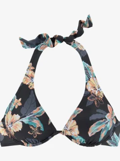 Haut de maillot de bain à armatures imprimé avec fleurs d'hibiscus tendance