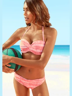 Haut de maillot de bain à armatures imprimé, effet de couleur différent pour chaque pièce