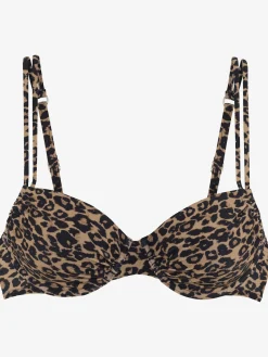 Haut de maillot de bain à armatures imprimé léopard tendance