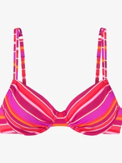 Haut de maillot de bain à armatures imprimé rayé estival
