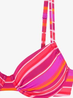 Haut de maillot de bain à armatures imprimé rayé estival